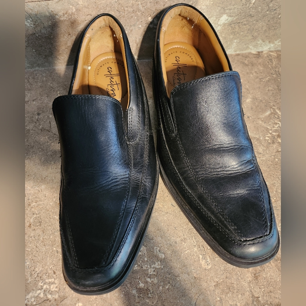 Clarks Men’s Ultimate Comfort Black Leather Slip On Loafers‎ Size 8M